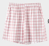 浪莎100%純棉格子睡褲女夏季日系少女棉外穿遛彎褲百搭薄款家居短褲 藍色+粉色 XL 建議120-140斤 曬單實(shí)拍圖