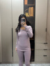 杉杉【純棉抗靜電】保暖內衣女士25年新品圓領(lǐng)棉毛衫打底秋衣秋褲套裝 曬單實(shí)拍圖