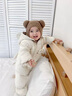 G.DUCKKIDS童裝嬰兒羽絨服冬季新生兒連體衣加絨加厚白鴨絨防風(fēng)保暖寶寶衣服 米白色acciaai帶腳套（羽絨服） 100 尺碼2~3歲【 90-100cm】 曬單實(shí)拍圖