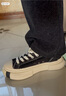 smilerepublic【徐藝洋同款】70s經(jīng)典黑色/白色低幫休閑帆布厚底增高板鞋女鞋 黑色 37 曬單實(shí)拍圖