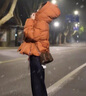 鴨鴨官方正品短款羽絨服女士2025年新品小個(gè)子潮流寬松連帽面包服外套 日光橘色 M (160) 【建議105-125斤】 曬單實(shí)拍圖