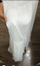 美洋（MEIYANG）鹽湖半裙 溫柔甜美不規則壓皺百搭半身中長(cháng)傘裙 白色（加長(cháng)版） M 曬單實(shí)拍圖