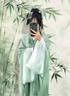 綠色素雅漢服女一整套魏晉交領(lǐng)古裝超仙氣清新淡雅古風(fēng)飄逸套裝 綠色紗外披+青綠色交領(lǐng)直裾 L 曬單實(shí)拍圖