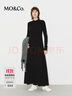 MO&Co.連衣裙含綿羊毛保暖德絨正肩高腰收腰大擺長(cháng)裙顯高摩安珂 黑色 XS 155 曬單實(shí)拍圖