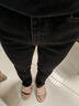 百圖betu女裝冬季新款牛仔褲高腰直筒褲加絨九分褲褲子女2411X11 黑色 L 曬單實(shí)拍圖