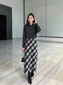 香影復古格紋黑白半身裙女2025冬季新款含羊毛通勤高腰后開(kāi)叉裙子 黑白 S 155/60A/85-95斤 曬單實(shí)拍圖