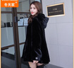 DONGTIANJIA品牌皮草進(jìn)口貂皮大衣女整貂中長(cháng)款連帶帽水貂裘皮外套12浪裙擺款 黑色 XL 120-140斤 曬單實(shí)拍圖