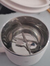 京東京造 泡面碗 上班族304不銹鋼飯盒小學(xué)生雙層防燙1.3L白色 配筷勺 曬單實(shí)拍圖