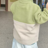 迷你巴拉【抗靜電衛衣】男女童秋新款拼接撞色長(cháng)袖上衣 橄欖綠40894 100 曬單實(shí)拍圖