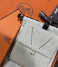 愛馬仕（HERMES）Mini Pop H項鏈 玫瑰金鏈條橢圓立體琺瑯項鏈送女友節(jié)日送禮 白色玫瑰金H147992FO49 鏈長40cm吊墜0.7*0.9cm 曬單實拍圖