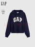 GAP女裝2025秋季新款毛巾繡logo抓絨寬松拉鏈連帽衛衣外套829621 曬單實(shí)拍圖