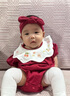 G.DUCKKIDS小黃鴨嬰兒包屁衣春秋長(cháng)袖新生兒連體衣女寶寶公主滿(mǎn)月周歲哈衣 酒紅色夏款 加襪子 66cm 尺碼建議0-3個(gè)月8-12斤 曬單實(shí)拍圖