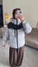 鴨鴨（YAYA）【充絨216G】鴨鴨男女同款羽絨服2025時(shí)尚拼接撞色短款面包服外套 太空灰色 XL (180) 曬單實(shí)拍圖