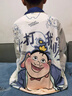 candynut兒童睡衣男童純棉春秋開(kāi)衫家居服套裝男孩中大童長(cháng)袖褲卡通兩件套 涂鴉卡通-100%純棉 均碼 S建議身高145-155CM，68-85斤 曬單實(shí)拍圖