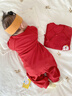 翹腳鴨嬰兒衣服新生連體衣拜年服滿(mǎn)月寶寶過(guò)年百天周歲喜慶紅色睡衣秋冬 曬單實(shí)拍圖
