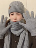 啄木鳥(niǎo)（TUCANO）男士保暖毛線(xiàn)針織帽圍巾手套三件套加絨加厚套頭帽護耳保暖禮盒裝 淺灰色【三件套】 曬單實(shí)拍圖