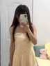 素織錦吊帶連衣裙女純欲夏季高級感森系甜美風(fēng)收腰小個(gè)子裙子公主裙短裙 甜妹碎花吊帶連衣裙【黃色】 均碼 【推薦體重80-120斤】 曬單實(shí)拍圖