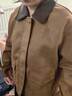 初語(yǔ)外套女2025秋新款麂皮絨拼接皮領(lǐng)巴恩風(fēng)寬松夾克 絲光棕    M    曬單實(shí)拍圖