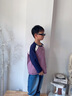 真維斯兒童長(cháng)袖t恤秋季男童加厚打底衫中大童運動(dòng)秋裝男孩拼接上衣童裝 粉紫拼深紫 涂鴉感英文 120 曬單實(shí)拍圖