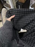 EDJCVTT毛呢格子休閑褲女2025春秋冬新款時(shí)尚直筒高腰顯瘦小個(gè)子闊腿褲子 黑灰色 常規 XL 建議115-125斤 曬單實(shí)拍圖