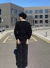 LOFVRANG大碼休閑褲男2025秋冬新款高級感潮流痞帥寬松加肥加大胖子直筒褲 黑色 5XL 適合215到235斤 曬單實(shí)拍圖