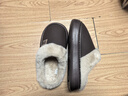 奧康（Aokang）棉拖鞋男士秋冬季居家室內保暖7A級抗菌防滑pu皮加絨厚底老人棉拖 曬單實(shí)拍圖