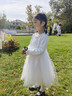 蘿卜唄唄（LUOBOBEIBEI）女童連衣裙春季長袖公主裙小女孩生日洋氣裙子晚禮服 白色 130 曬單實(shí)拍圖