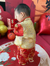 GOKU嬰兒抓周禮服中式唐裝套裝男寶寶周歲衣服紅色喜慶百天滿(mǎn)月兒童 繁星袖長(cháng)  六件套 常規 80 (L) 建議體重15-20斤 曬單實(shí)拍圖