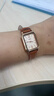 歌迪（GEDI）簡(jiǎn)約小眾高級感女表韓版方形腕表復古氣質(zhì)女士石英手表 淺咖帶玫殼金 曬單實(shí)拍圖