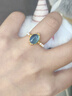 石玥珠寶海藍寶石銀戒指開(kāi)口戒女士款 天然水晶珍珠戒指飾品 附鑒定證書(shū) 曬單實(shí)拍圖