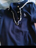 哈吉斯（HAZZYS）品牌童裝女童夏新款彈力透氣簡(jiǎn)約顯瘦經(jīng)典翻領(lǐng)短袖polo衫 藏藍 130 曬單實(shí)拍圖