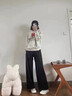 真維斯（JEANSWEST）糯米褲女2025秋冬新款高腰垂感休閑小個(gè)子秋季針織加絨闊腿褲子女 曬單實(shí)拍圖