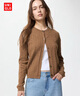 優(yōu)衣庫女裝紐花圓領(lǐng)針織開(kāi)衫/毛衣外套空調衫通勤秋冬新款481477 34 駝色 2XL 曬單實(shí)拍圖