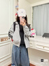 adidas情侶款復(fù)古風(fēng)梭織立領(lǐng)夾克外套男女秋季阿迪達(dá)斯官方三葉草 亮白 L 曬單實拍圖