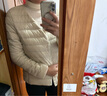 鴨鴨（YAYA）佟麗婭明星同款輕薄羽絨服女短款韓版休閑保暖羽絨內膽輕便外套 米白色 L 曬單實(shí)拍圖
