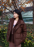 歌力思（ELLASSAY）秋冬新款美拉德針織領(lǐng)拼接鵝絨羽絨服女EWW344L02300 深棕色 M 曬單實(shí)拍圖