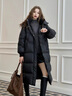 妖精的口袋90%白鴨絨長款連帽羽絨服女2025年秋冬寬松加厚保暖面包服 時尚黑色 M 常規(guī) 曬單實拍圖