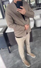 倉石一樹(shù)潮牌高級感商務(wù)休閑開(kāi)衫毛衣男修身帥氣百搭針織衫男裝復古外套潮 駝色 XL 曬單實(shí)拍圖
