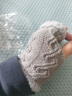 毛毛手套針織半指加絨短款半截袖套冬天電腦打字關(guān)節保暖防寒護腕 淺灰 曬單實(shí)拍圖