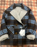 VEGA CHANG【精英衣櫥】【綿羊毛+羊駝毛】雙面呢女2025新款高級感穿外套 北歐藍格紋 S 曬單實(shí)拍圖