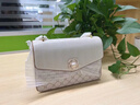 CHARFMX&KIEZH輕奢ck包包女款斜挎包單肩鏈條包真皮女士小方包母情人節生日禮物 米白色【山茶花扣】禮盒裝 曬單實(shí)拍圖
