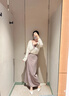 SNIDEL2025春夏新品露肩泡泡袖荷葉邊收腰印花連衣裙SWFO252063 深藍 M (1) 曬單實(shí)拍圖