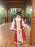 安妮優(yōu)兒（Anneyol）漢服女童冬季2025新款秋冬兒童國風(fēng)冬裝唐裝女孩加厚古風(fēng)超仙套裝 紅色夾棉 120 曬單實(shí)拍圖