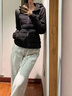 蕓蕁羽絨服女2025新款瑜伽服女短款白鴨絨修身顯瘦冬季保暖連帽戶(hù)外運 MON 黑色 M 修身健【80-100斤】 曬單實(shí)拍圖