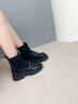 卓詩(shī)尼彈力靴襪靴女2025冬季新款英倫風(fēng)加絨秋樂(lè )福鞋厚底增高針織短靴 黑色-單里 37 曬單實(shí)拍圖