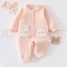 棉孖嬰兒衣服連體褲套裝秋冬夾棉寶寶連體衣背帶褲爬服分體可愛(ài)兩件套 夾棉保暖背帶套-粉小兔 80cm 【建議9-11kg】 曬單實(shí)拍圖