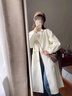 春乏中長款牛角扣雙面絨毛呢外套女小個(gè)子過膝泡泡袖娃娃領(lǐng)呢子大衣女 米白色 XS 建議105斤以下 曬單實(shí)拍圖