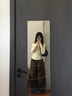 美式V領(lǐng)設計感小眾長(cháng)袖T恤女春秋2025新款小個(gè)子正肩修身顯瘦上衣 黃色 M 曬單實(shí)拍圖