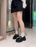 ZHR厚底樂(lè )福鞋女增高英倫黑色皮鞋一腳蹬百搭粗跟單鞋女AY308黑色37 曬單實(shí)拍圖