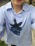 初語(yǔ)淺藍色條紋長(cháng)袖襯衫女春季新款草莓上衣2025年設計感襯衣 淺藍色 S 曬單實(shí)拍圖